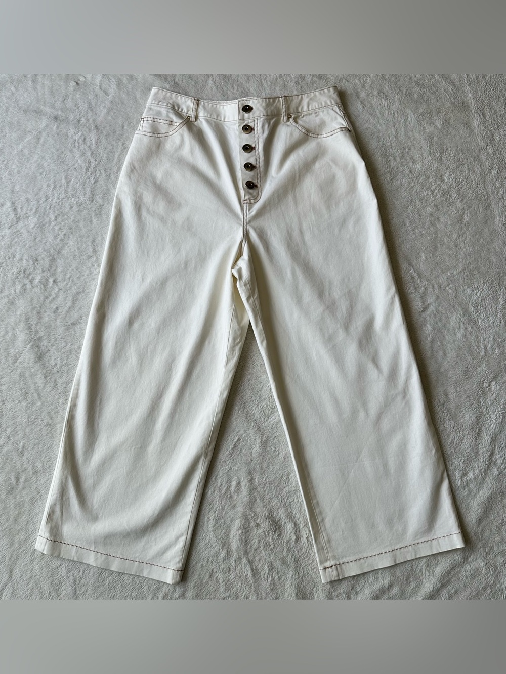 Kate Spade Casual Cream Women’s Button Front Pants Sz 32 NWT Chic Preppy Classic